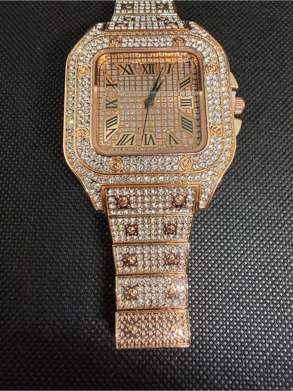 Rose Gold Iced-Out Men's Bracelet Watch - Luxury Fashion Jewelry